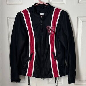 Harley-Davidson Women's Black Jacket with Red and White Stripes ‘BRAND NEW’